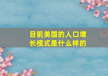 目前美国的人口增长模式是什么样的