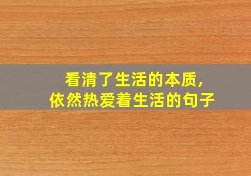 看清了生活的本质,依然热爱着生活的句子