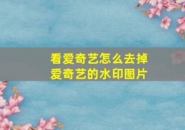 看爱奇艺怎么去掉爱奇艺的水印图片