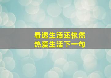 看透生活还依然热爱生活下一句