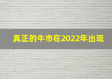 真正的牛市在2022年出现