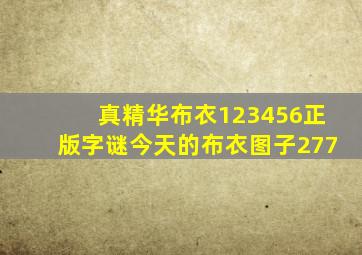 真精华布衣123456正版字谜今天的布衣图子277