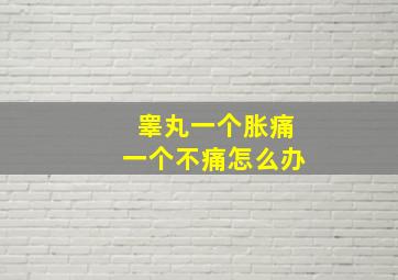 睾丸一个胀痛一个不痛怎么办