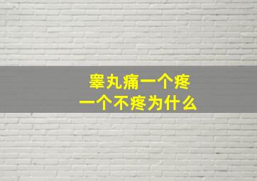 睾丸痛一个疼一个不疼为什么