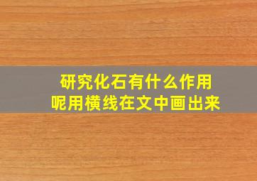 研究化石有什么作用呢用横线在文中画出来