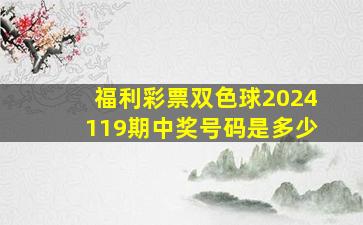 福利彩票双色球2024119期中奖号码是多少