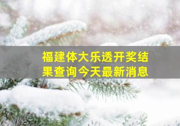 福建体大乐透开奖结果查询今天最新消息