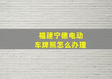 福建宁德电动车牌照怎么办理