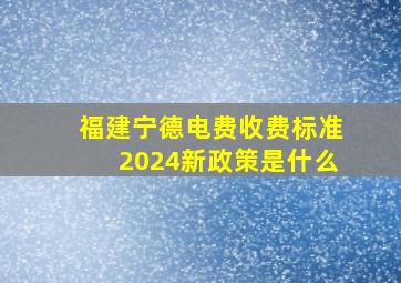 福建宁德电费收费标准2024新政策是什么