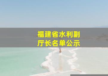 福建省水利副厅长名单公示