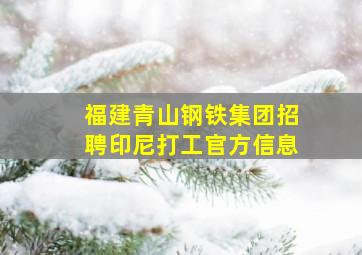 福建青山钢铁集团招聘印尼打工官方信息