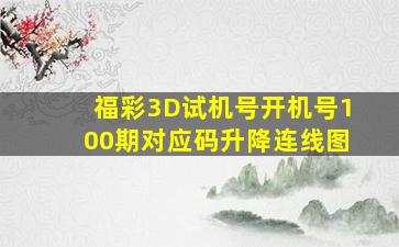 福彩3D试机号开机号100期对应码升降连线图