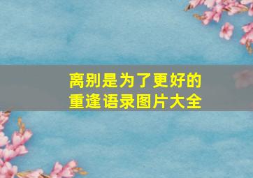 离别是为了更好的重逢语录图片大全