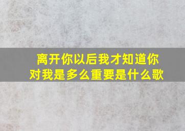 离开你以后我才知道你对我是多么重要是什么歌