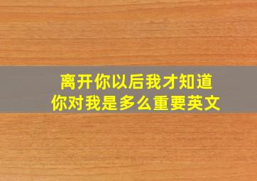 离开你以后我才知道你对我是多么重要英文