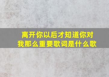 离开你以后才知道你对我那么重要歌词是什么歌