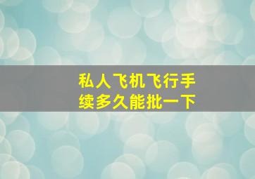 私人飞机飞行手续多久能批一下