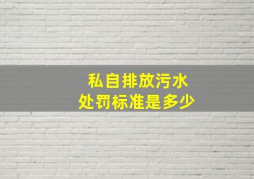 私自排放污水处罚标准是多少