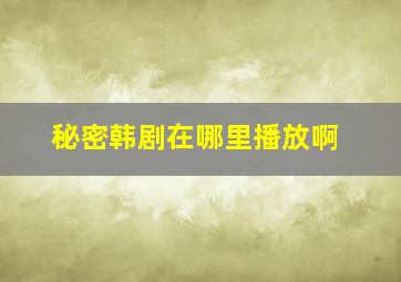 秘密韩剧在哪里播放啊