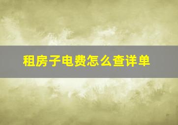 租房子电费怎么查详单