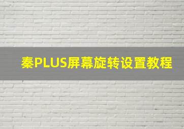 秦PLUS屏幕旋转设置教程