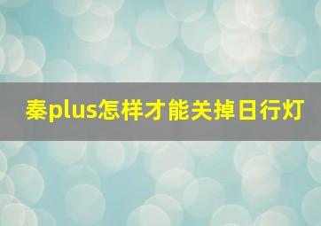 秦plus怎样才能关掉日行灯