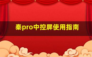 秦pro中控屏使用指南