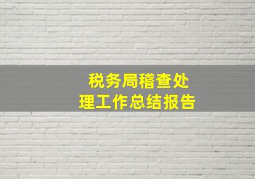 税务局稽查处理工作总结报告