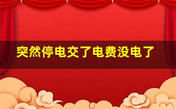 突然停电交了电费没电了