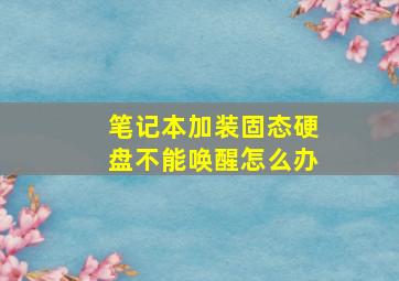 笔记本加装固态硬盘不能唤醒怎么办