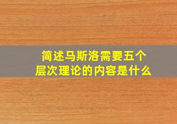 简述马斯洛需要五个层次理论的内容是什么