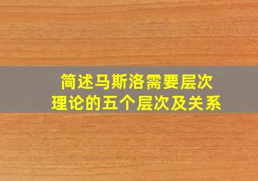 简述马斯洛需要层次理论的五个层次及关系