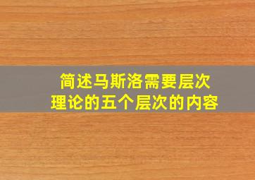 简述马斯洛需要层次理论的五个层次的内容