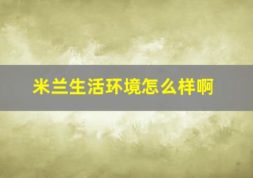 米兰生活环境怎么样啊