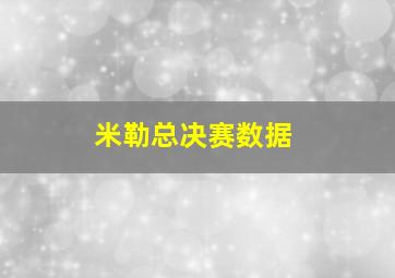 米勒总决赛数据