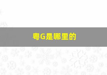 粤G是哪里的