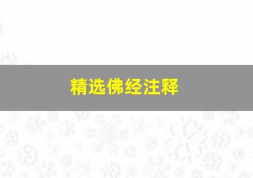 精选佛经注释