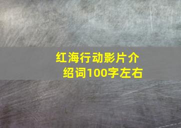 红海行动影片介绍词100字左右