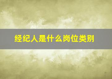 经纪人是什么岗位类别