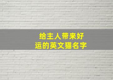 给主人带来好运的英文猫名字