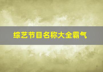 综艺节目名称大全霸气