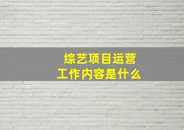 综艺项目运营工作内容是什么