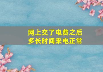 网上交了电费之后多长时间来电正常