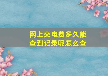 网上交电费多久能查到记录呢怎么查