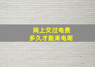 网上交过电费多久才能来电呢