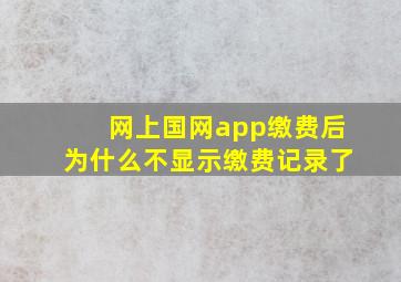 网上国网app缴费后为什么不显示缴费记录了