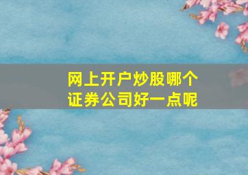 网上开户炒股哪个证券公司好一点呢