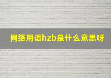 网络用语hzb是什么意思呀