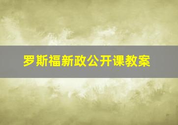 罗斯福新政公开课教案