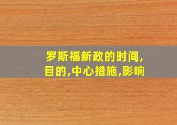 罗斯福新政的时间,目的,中心措施,影响